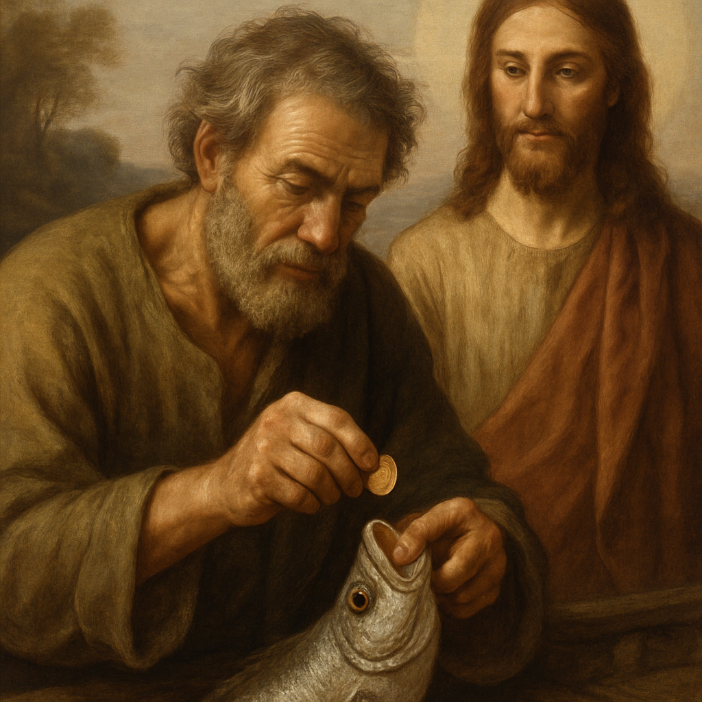 Moeda na boca do peixe